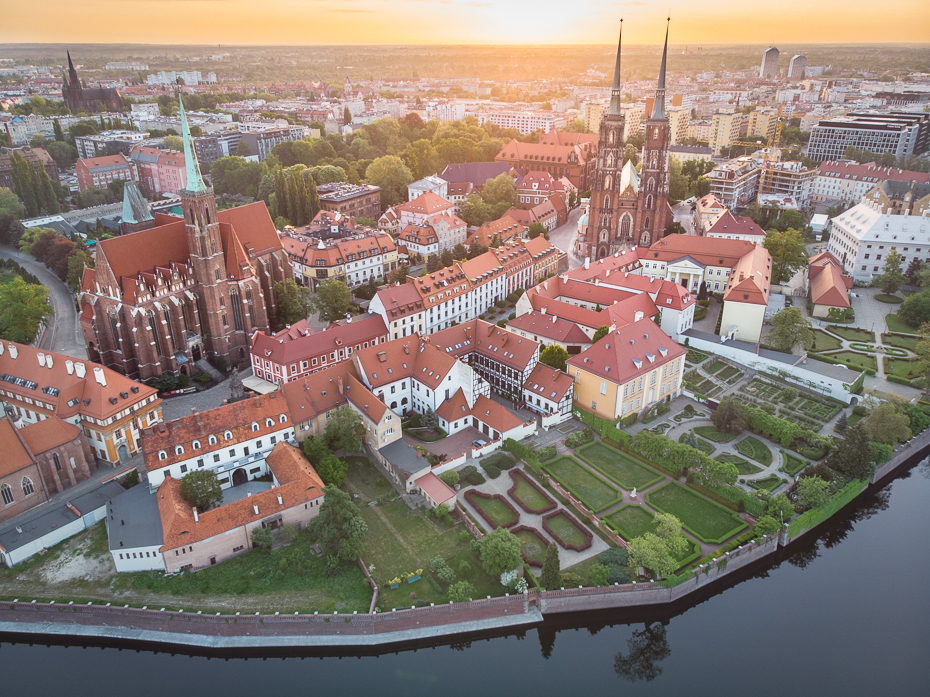  Ostrów Tumski Krajobraz Mavic Air Miasto widok z lotu ptaka arteria wodna Fotografia lotnicza obszar miejski punkt orientacyjny fotografia przedmieście obszar Metropolitalny dzielnica