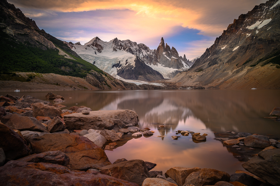  Cerro Torre Argentyna Nikon Nikkor 24-70mm f/4 0 Patagonia Naturalny krajobraz Natura górzyste formy terenu zbiornik wodny Góra odbicie Tarn niebo pustynia jezioro