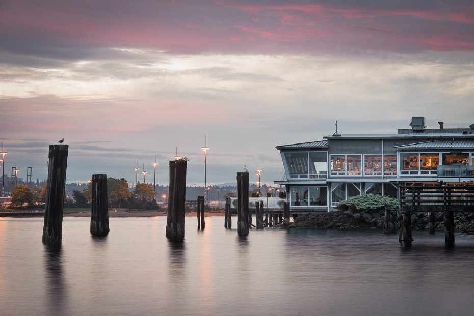  Salty's 0 Seattle nikon d750 Nikon AF-S Nikkor 70-200mm f/2.8G woda odbicie niebo zachód słońca zmierzch wieczór morze wschód słońca molo ranek